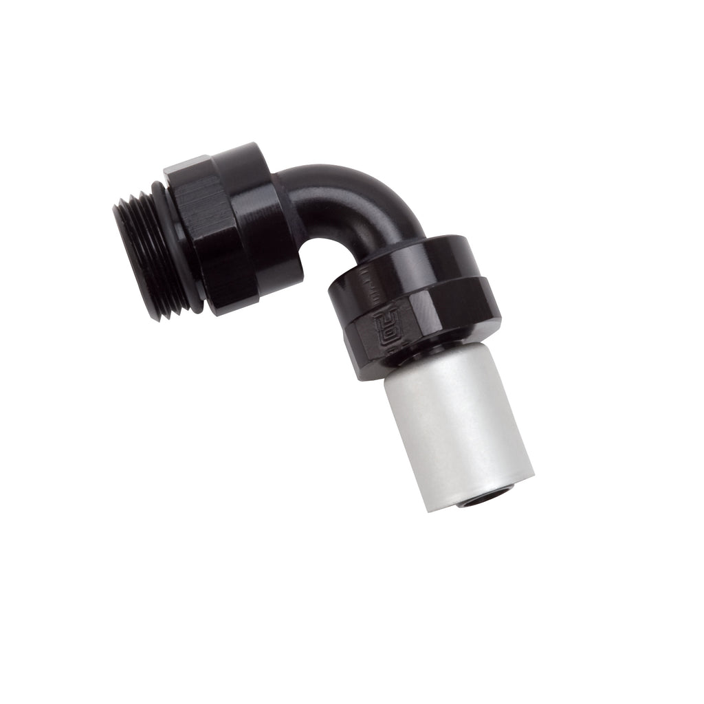 Hose-End-Crimp-On-10-Sae-Port-Male-To-8-Hose-90-Deg-Swivel-Blk-Anodized