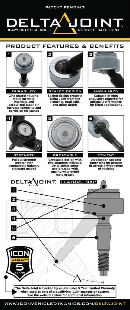ICON Vehicle Dynamics 58560DJ 07-21 TUNDRA/08-22 SEQUOIA BILLET UCA DJ KIT for Select Toyota Sequoia, Toyota Tundra