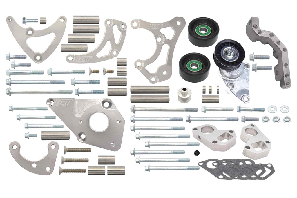 ICT BILLET 551569LS0WP-3 Alternator/Power Steerin Relocation Bracket Kit