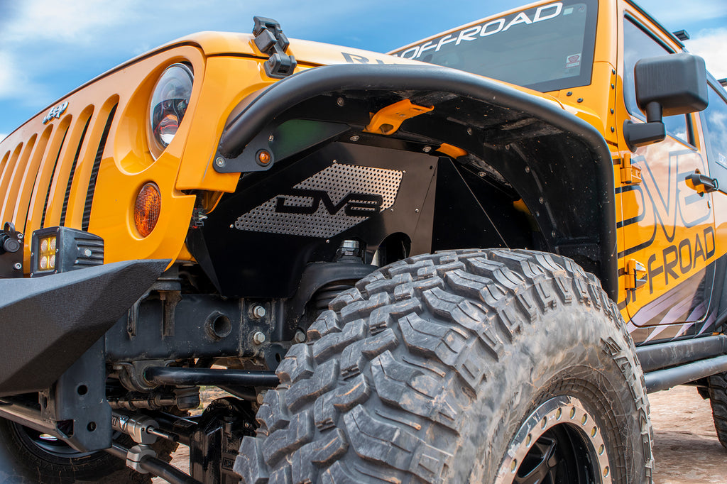 DV8 Offroad INFEND-01FB Inner Fender; Front; Black Finish for Select Jeep Wrangler, Jeep Wrangler JK