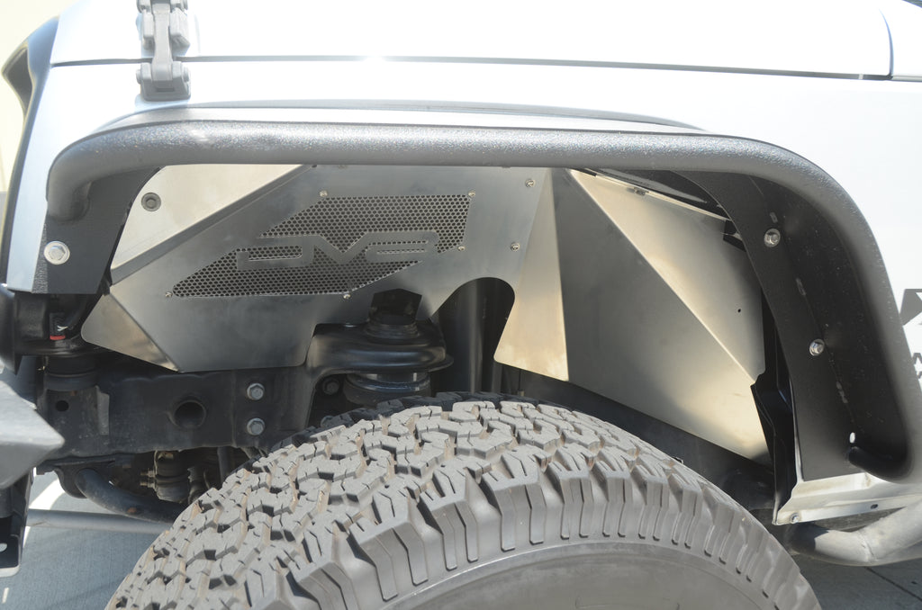 DV8 Offroad INFEND-01FR Inner Fender; Front; Raw Finish for Select Jeep Wrangler, Jeep Wrangler JK
