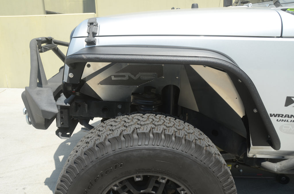 DV8 Offroad INFEND-01FR Inner Fender; Front; Raw Finish for Select Jeep Wrangler, Jeep Wrangler JK