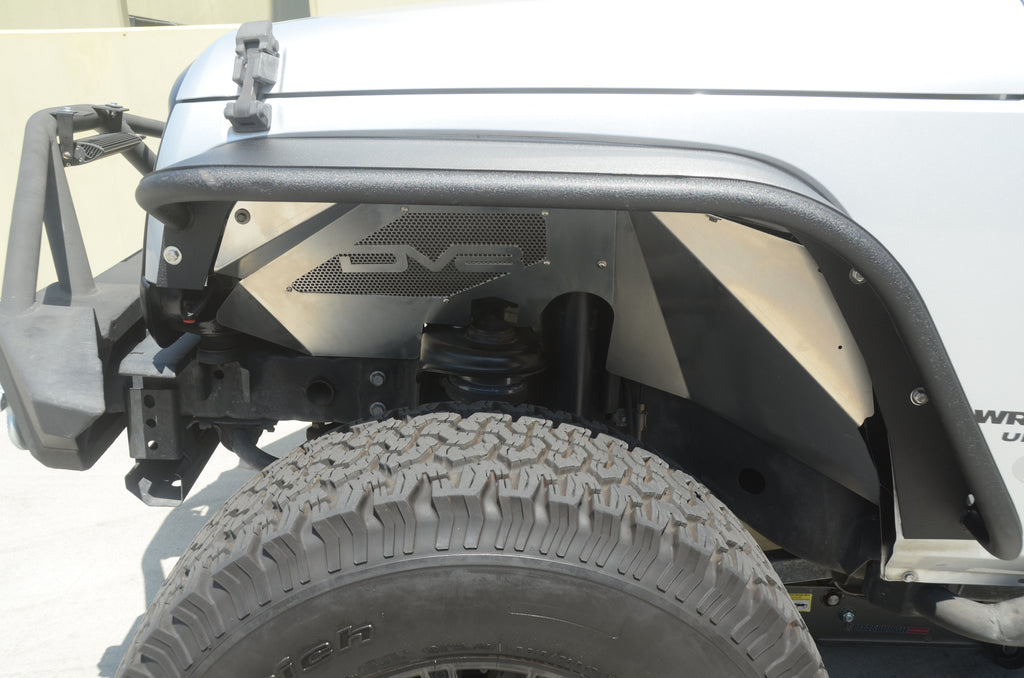 DV8 Offroad INFEND-01FR Inner Fender; Front; Raw Finish for Select Jeep Wrangler, Jeep Wrangler JK