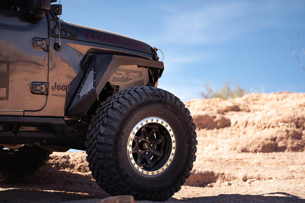 DV8 Offroad INFEND-03FB Inner Fender; Black; Front for Select Jeep Gladiator, Jeep Wrangler, Jeep Wrangler JK