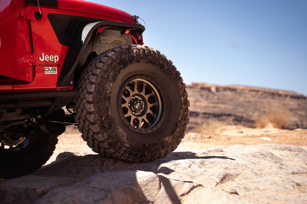 DV8 Offroad INFEND-03FB Inner Fender; Black; Front for Select Jeep Gladiator, Jeep Wrangler, Jeep Wrangler JK