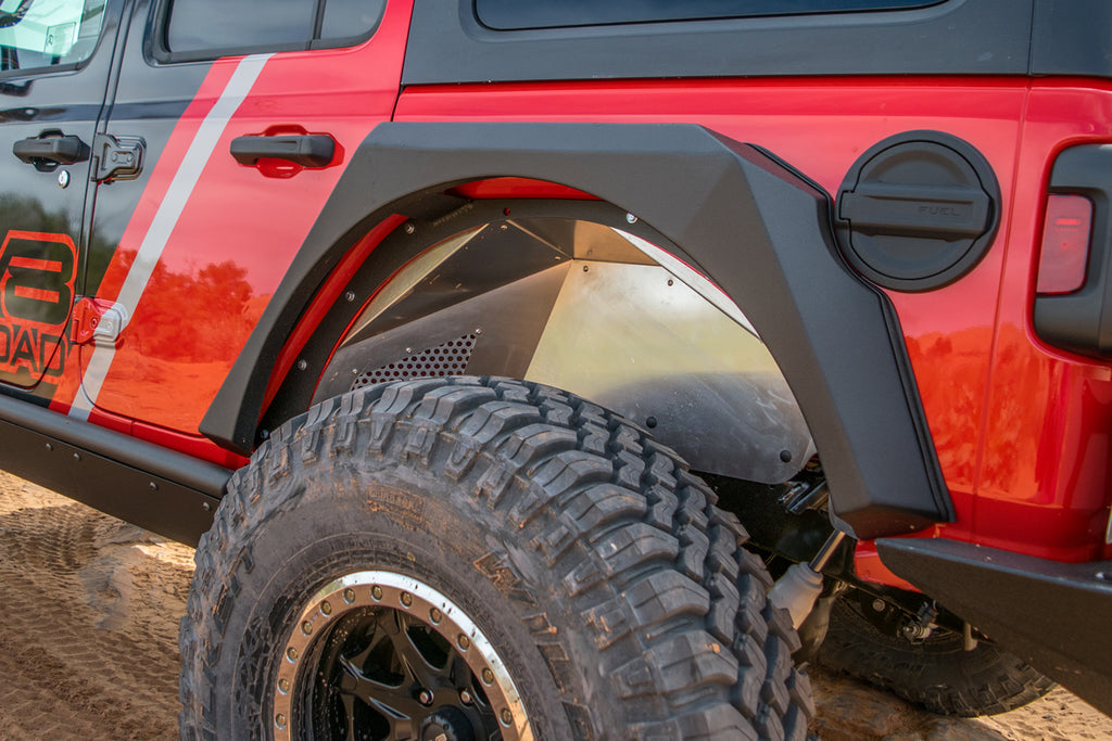 DV8 Offroad INFEND-03RR Inner Fender; Rear; Raw Finish for Select Jeep Wrangler