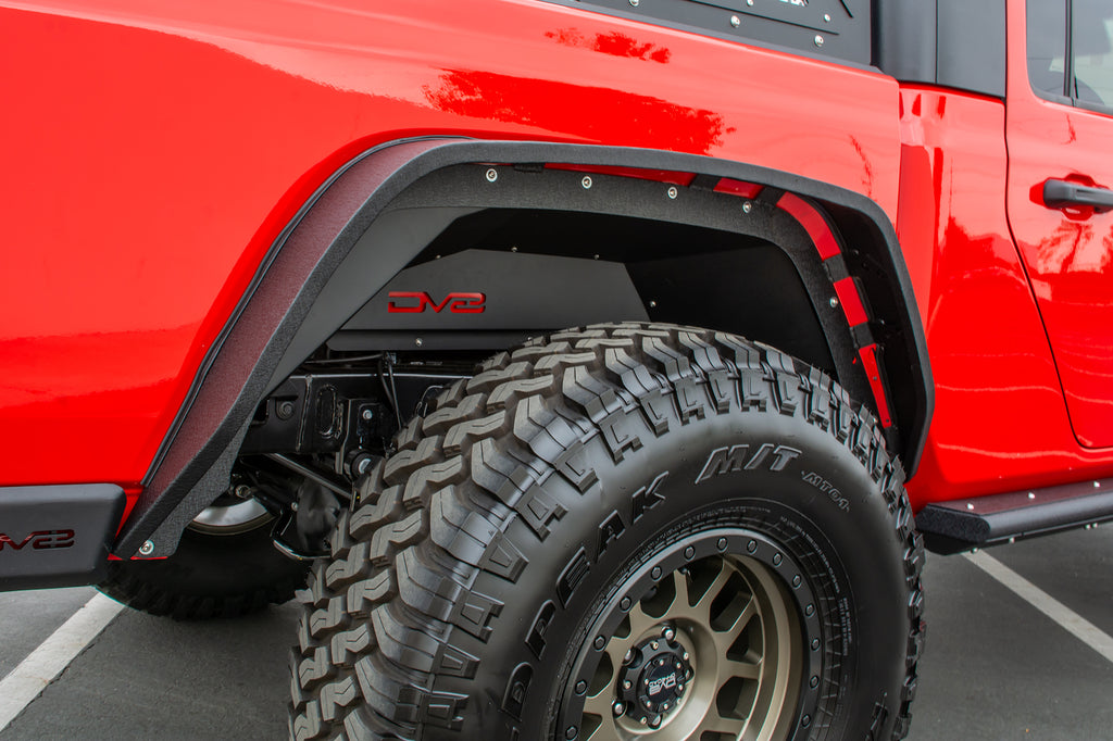 DV8 Offroad INFEND-04RB Inner Fender; Rear; Black for Select Jeep Gladiator