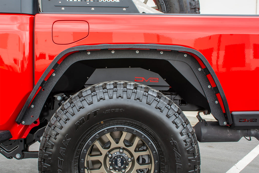 DV8 Offroad INFEND-04RB Inner Fender; Rear; Black for Select Jeep Gladiator