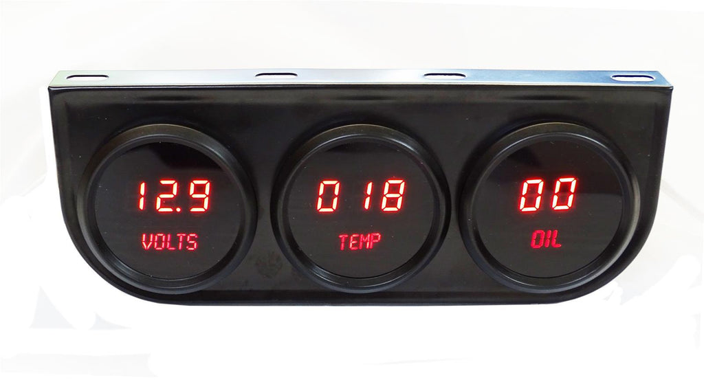 INTELLITRONIX M9333R 2-1/16 LED Digital Panel 3-Gauge  - Black Finish