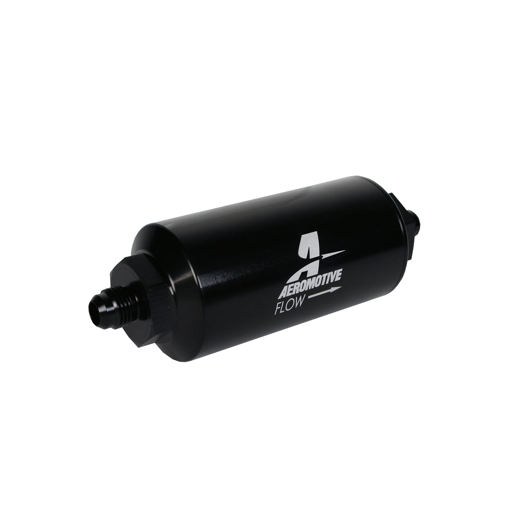 In-Line-Filter---(An-6-Male)-10-Micron-Fabric-Element-Bright-Dip-Black-Finish