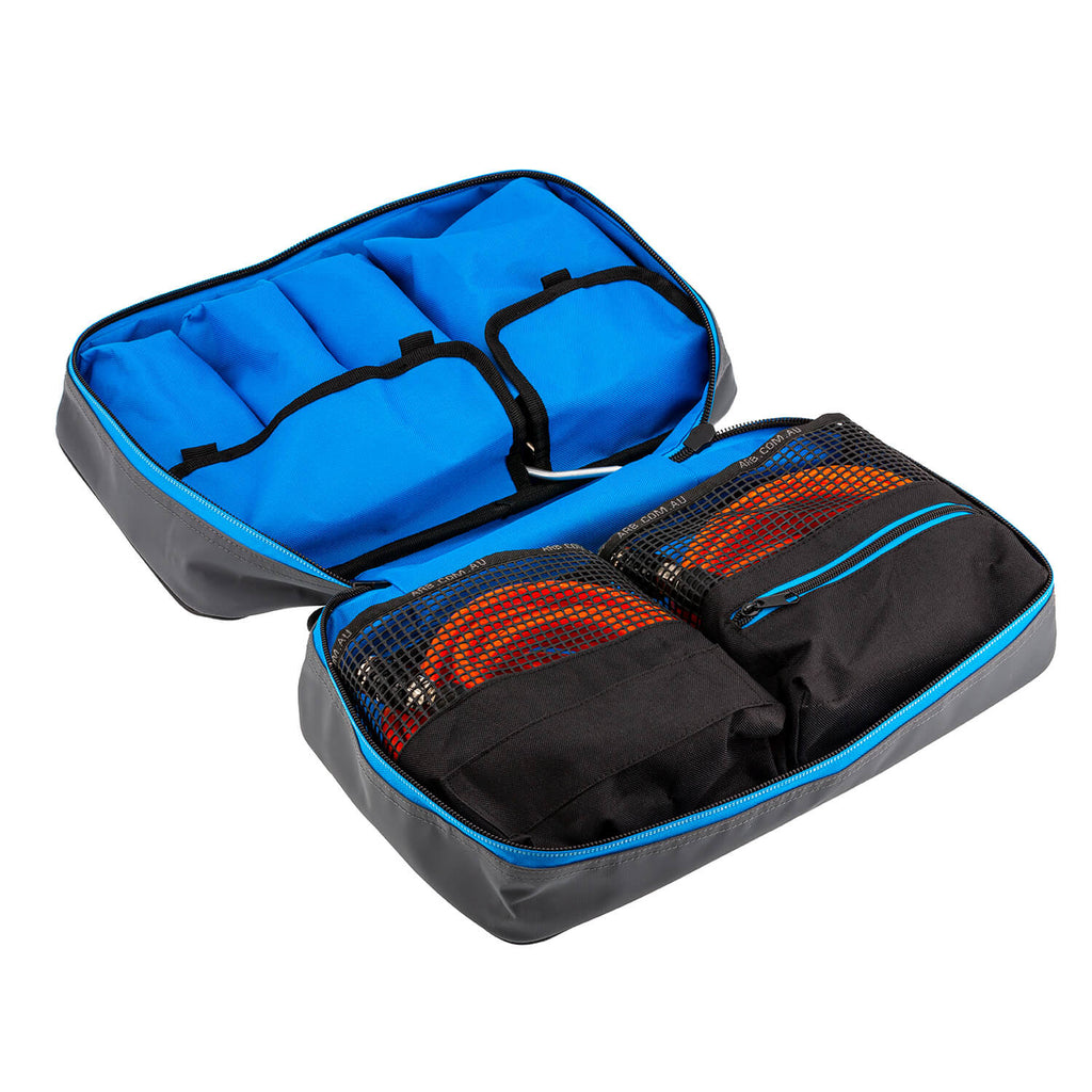 Inflation-Case;Black-Finish-WBlue-Highlights;Reflective-Strips;Storing-Air-System-Accessories