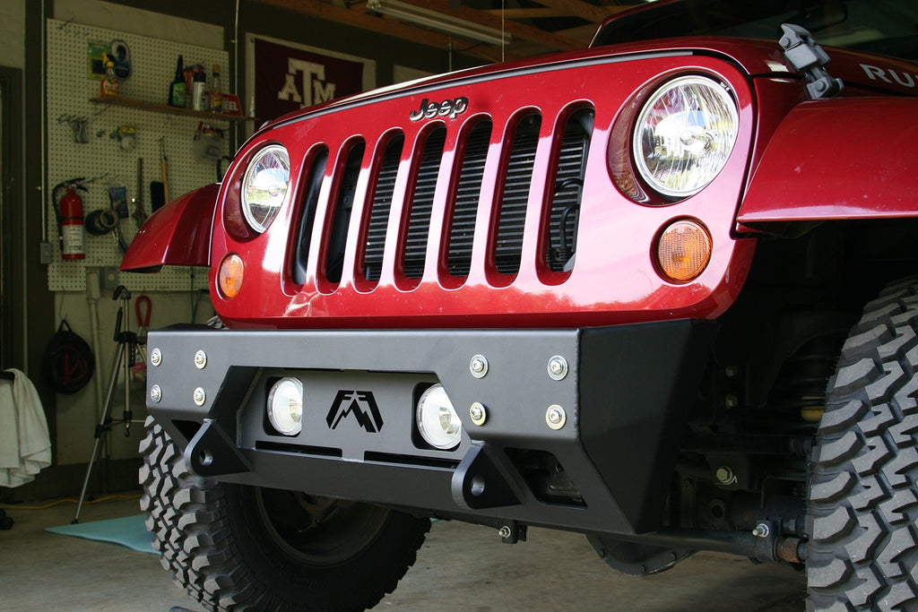 Fab Fours JK07-B1855-1 FMJ Stubby Winch Front Bumper for Select Jeep Wrangler, Jeep Wrangler JK