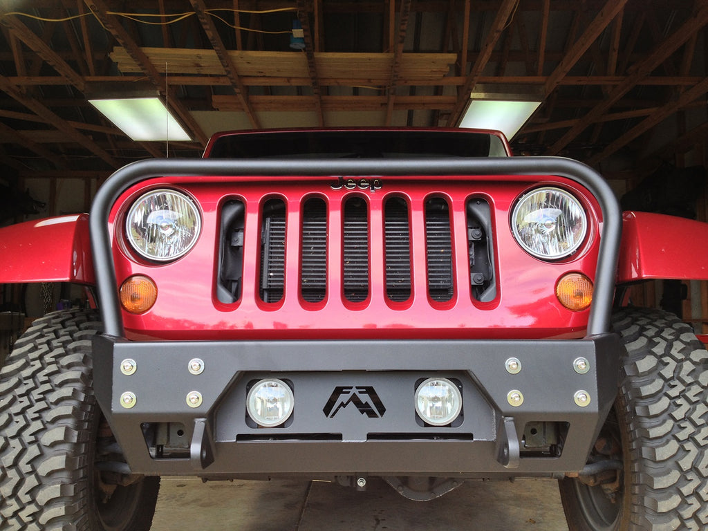 Fab Fours JK07-B1856-B FMJ Stubby Winch Front Bumper for Select Jeep Wrangler, Jeep Wrangler JK
