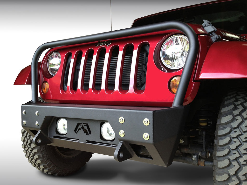 Fab Fours JK07-B1856-1 FMJ Stubby Winch Front Bumper for Select Jeep Wrangler, Jeep Wrangler JK