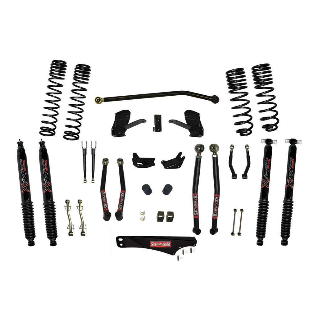 Skyjacker JK50LKLT-SX-B 5 Inch Dual Rate Long Travel Long Arm Suspension Lift Kit/Black MAX Shocks for Select Jeep Wrangler, Jeep Wrangler JK
