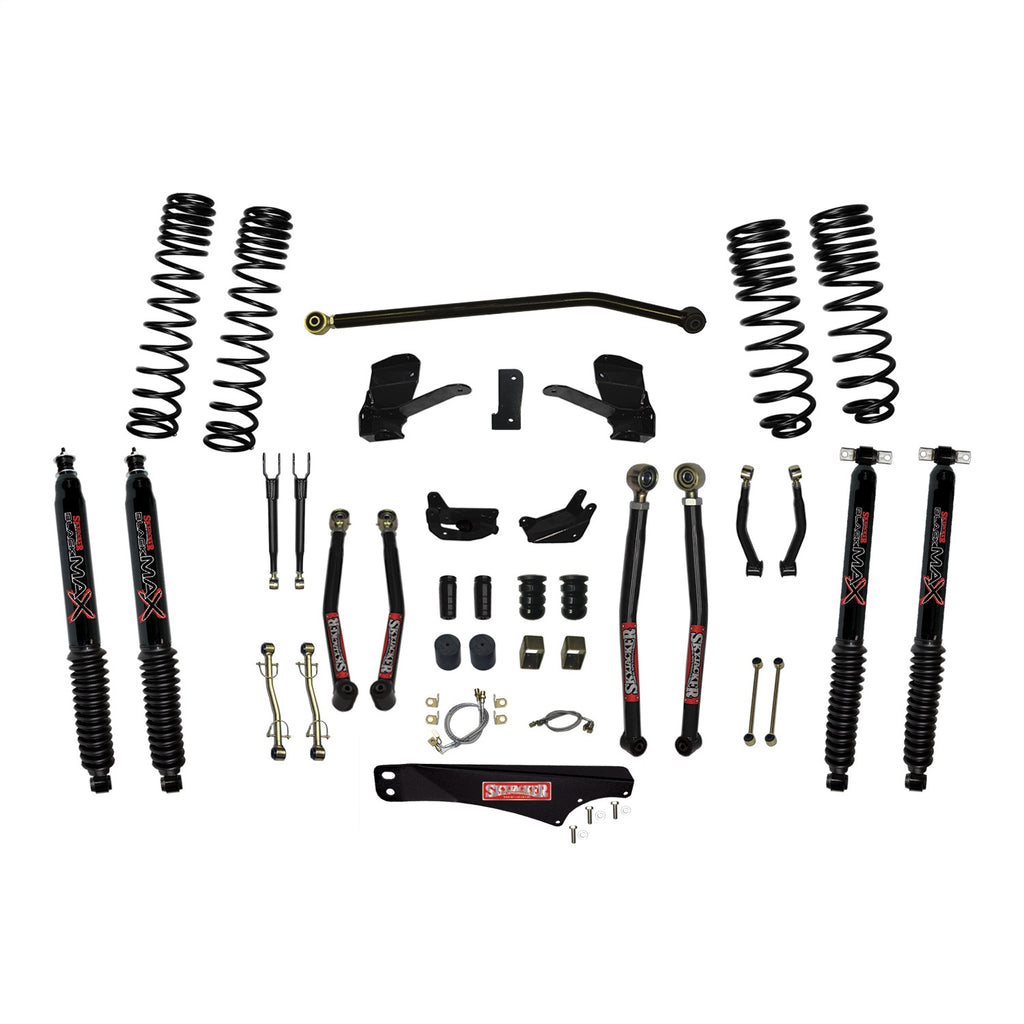 Skyjacker JK60LKLT-SX-B 6 Inch Dual Rate Long Travel Long Arm Suspension Lift Kit/Black MAX Shocks for Select Jeep Wrangler, Jeep Wrangler JK