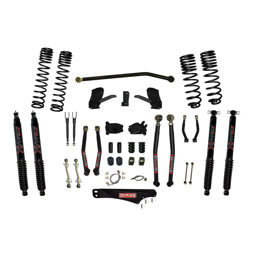 Skyjacker JK70LKLT-SX-B 7 Inch Dual Rate Long Travel Long Arm Suspension Lift Kit/Black MAX Shocks for Select Jeep Wrangler, Jeep Wrangler JK