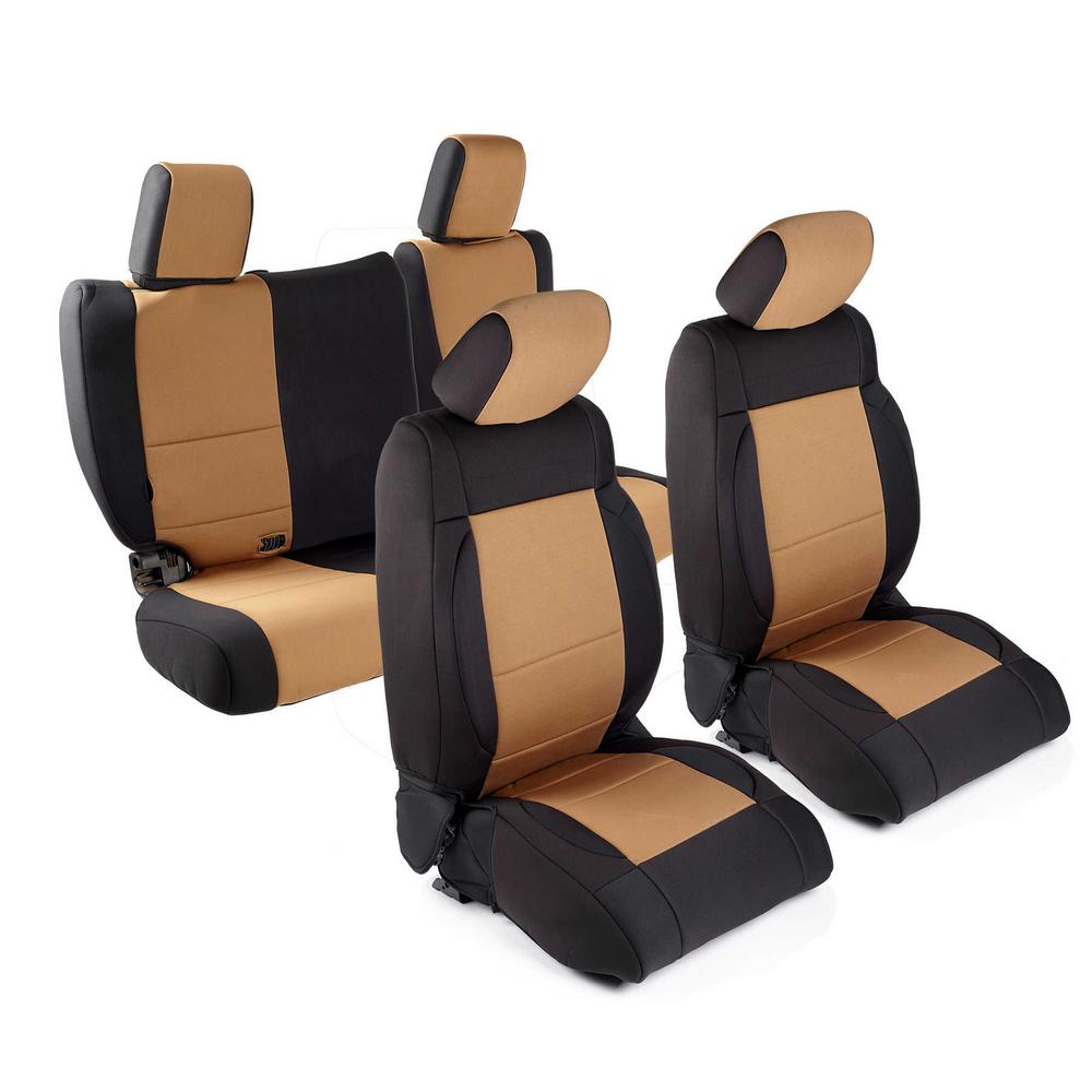 Jeep-1318-Wrangler-Jk-4-Door-Neoprene-Seat-Cover-Set-FrontRear-Tan