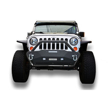 Load image into Gallery viewer, Jeep-Jk-Front-Bumper-WFog-Light-Holes-Fs-16-07-18-Wrangler-Jk-Steel-Stubby-Dv8-Offroad