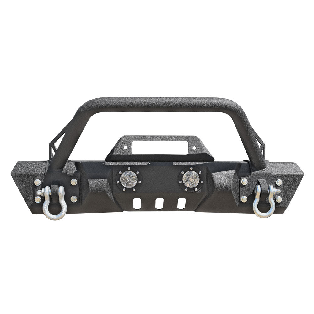Jeep-Jk-Front-Bumper-WLed-Lights-07-18-Wrangler-Jk-Steel-Mid-Length-Stubby-WWinch-Plate-Dv8-Offroad