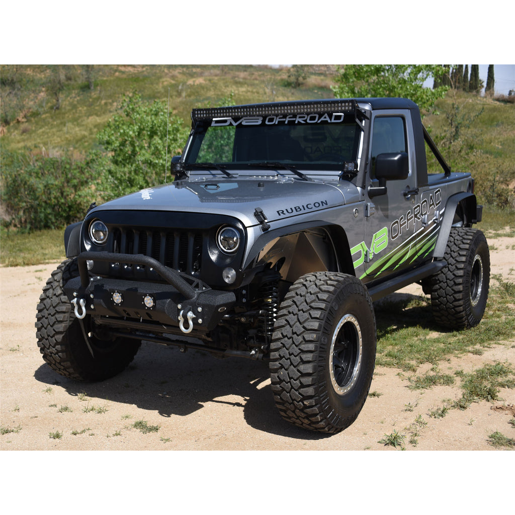 Jeep-Jk-Front-Bumper-WLed-Lights-07-18-Wrangler-Jk-Steel-Mid-Length-Stubby-WWinch-Plate-Dv8-Offroad