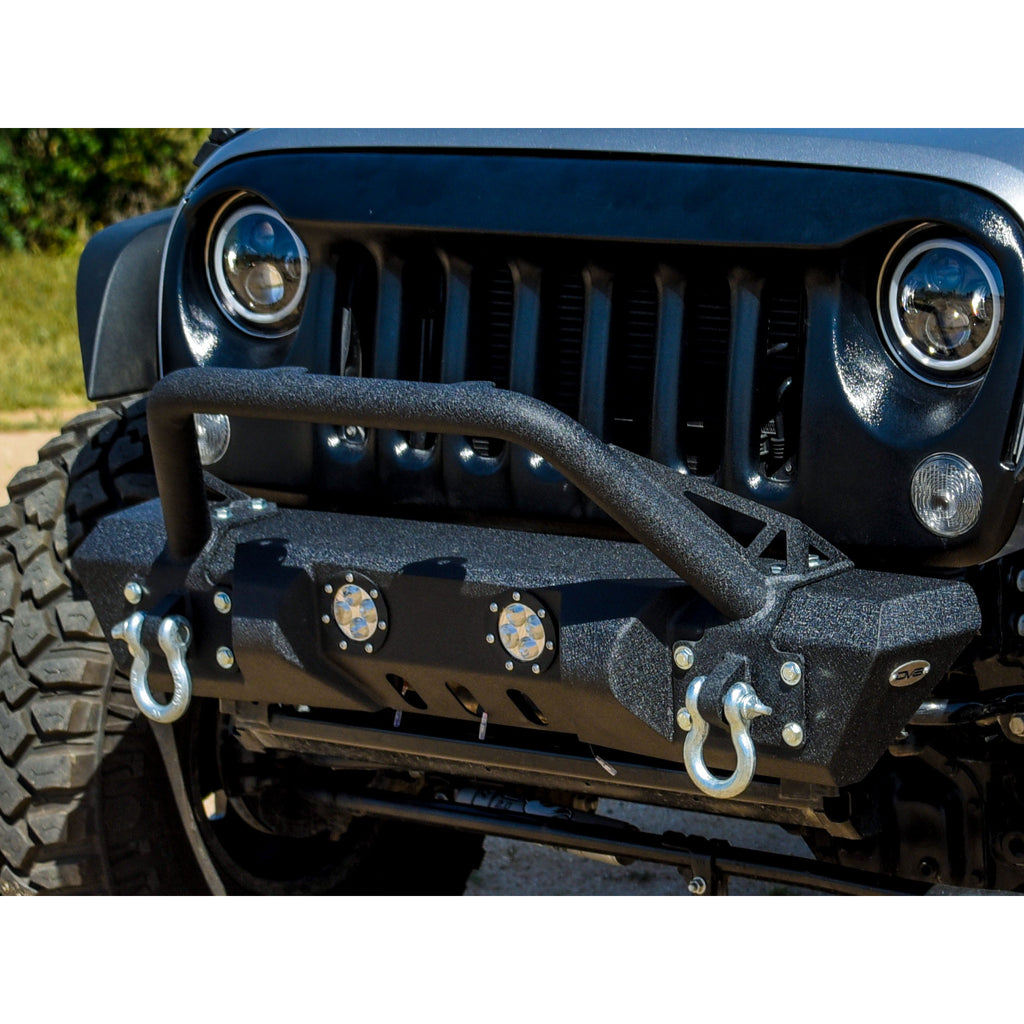 Jeep-Jk-Front-Bumper-WLed-Lights-07-18-Wrangler-Jk-Steel-Mid-Length-Stubby-WWinch-Plate-Dv8-Offroad