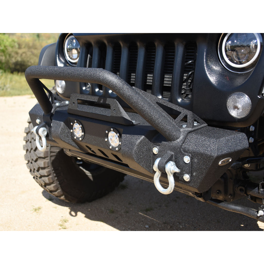 Jeep-Jk-Front-Bumper-WLed-Lights-07-18-Wrangler-Jk-Steel-Mid-Length-Stubby-WWinch-Plate-Dv8-Offroad