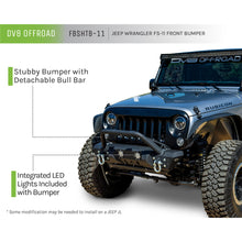 Load image into Gallery viewer, Jeep-Jk-Front-Bumper-WLed-Lights-07-18-Wrangler-Jk-Steel-Mid-Length-Stubby-WWinch-Plate-Dv8-Offroad