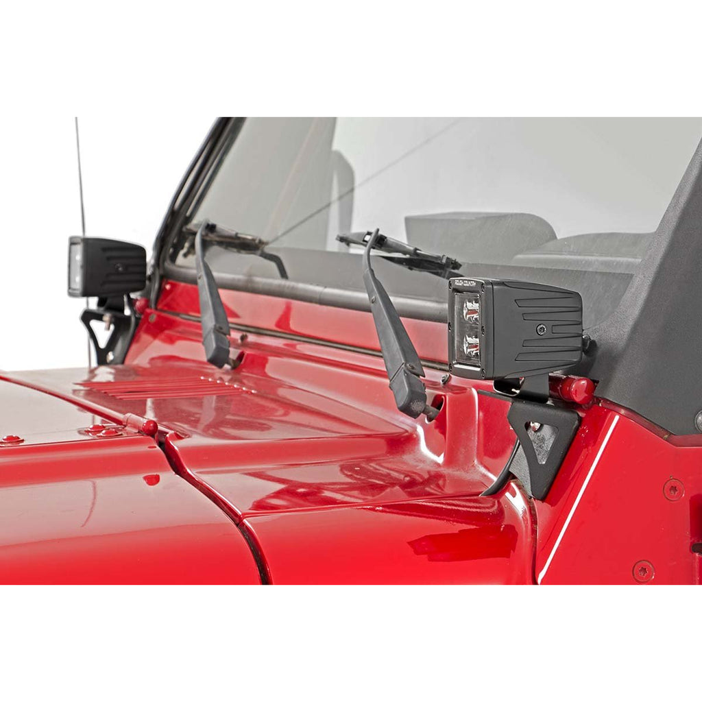 Jeep-Lower-Windshield-Light-Mounts-97-06-Tj-Wrangler-Fits-Rough-Country-70905-Rough-Country