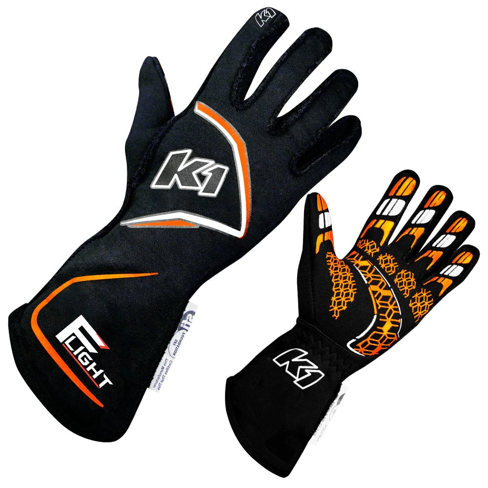 K1 RACEGEAR 23-FLT-NFO-M Gloves Flight Medium Black-Flo Orange