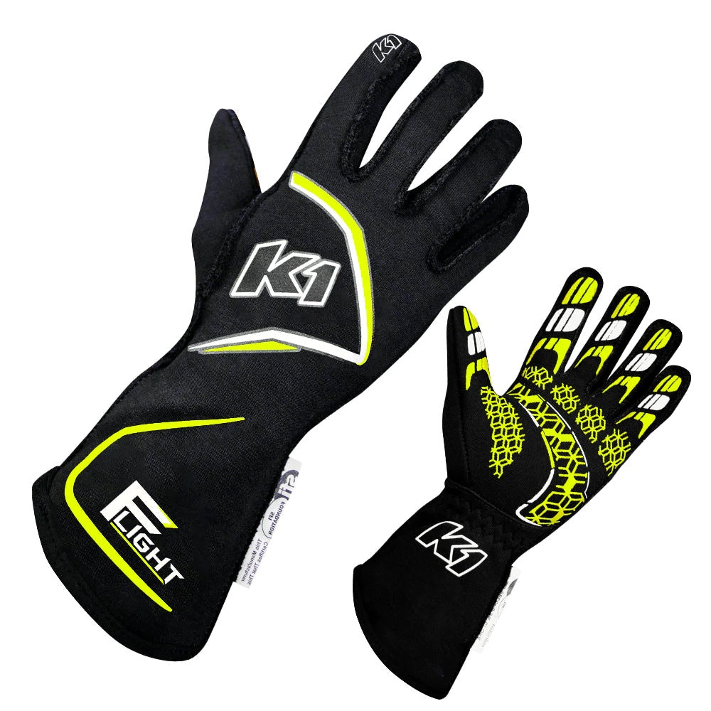 K1 RACEGEAR 23-FLT-NFY-S Gloves Flight Small Black-Flo Yellow