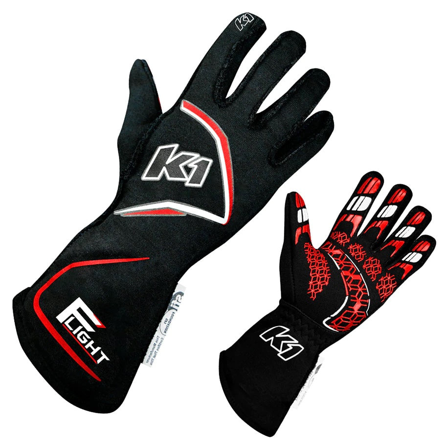 K1 RACEGEAR 23-FLT-NR-S Gloves Flight Small Black-Red
