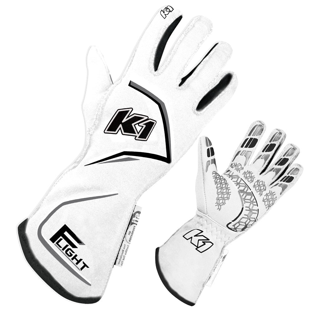 K1 RACEGEAR 23-FLT-WG-S Gloves Flight Small White