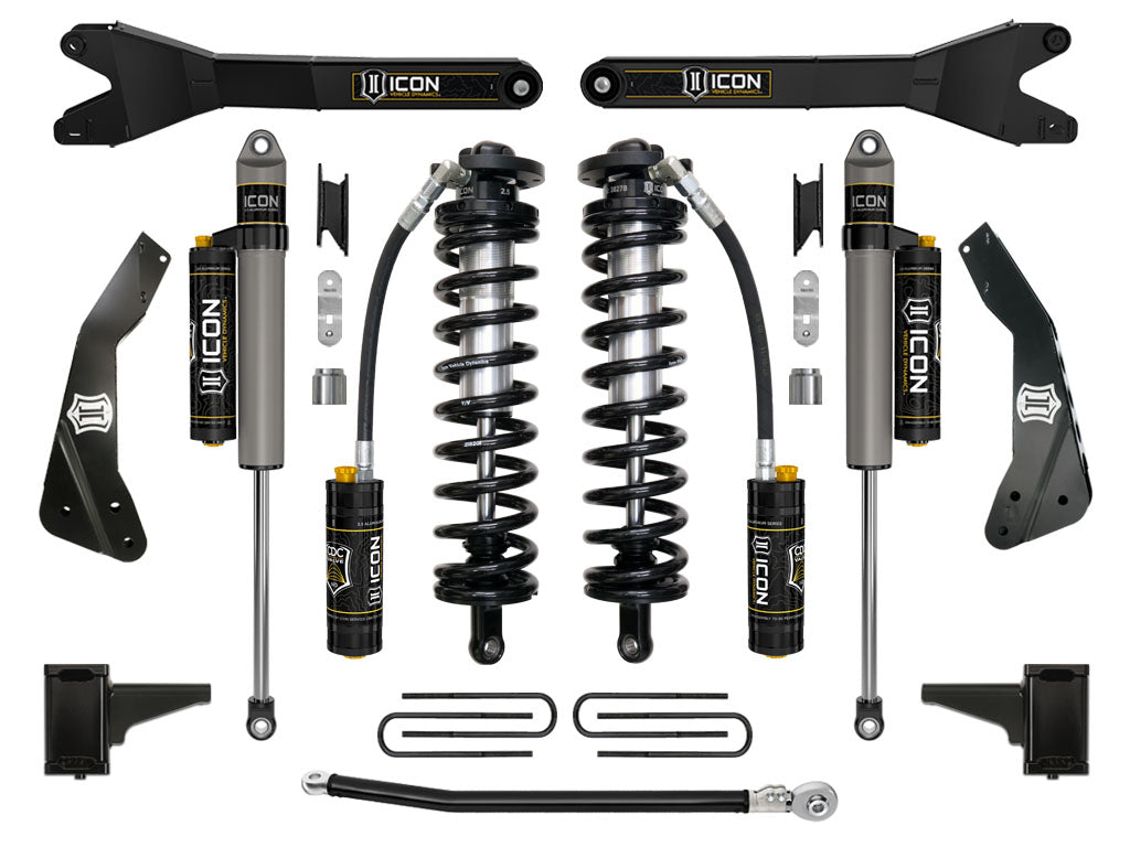 ICON Vehicle Dynamics K63134R 11-16 FORD F250/F350 4-5.5" STAGE 4 COILOVER CONVERSION SYSTEM W RADIUS ARM for Select Ford F-250 Super Duty, Ford F-350 Super Duty