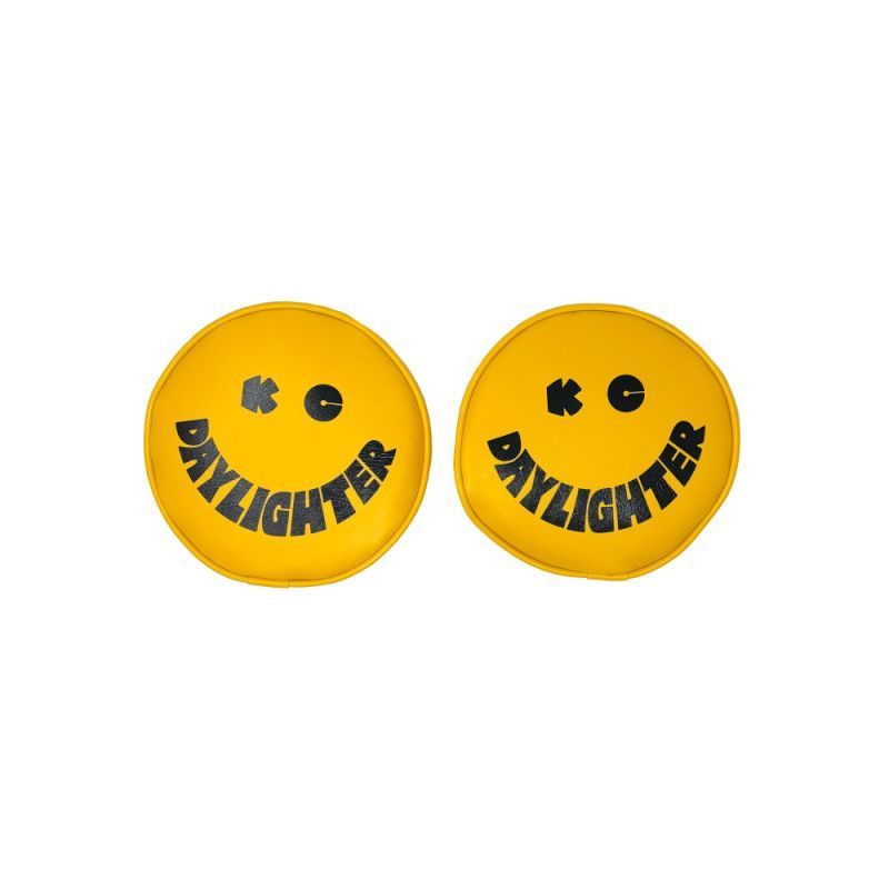 KC HiLiTES 5201 Cover - Retro 6" Vinyl Yellow w/ Black "KC DAYLIGHTER" Smiley Face (pr)