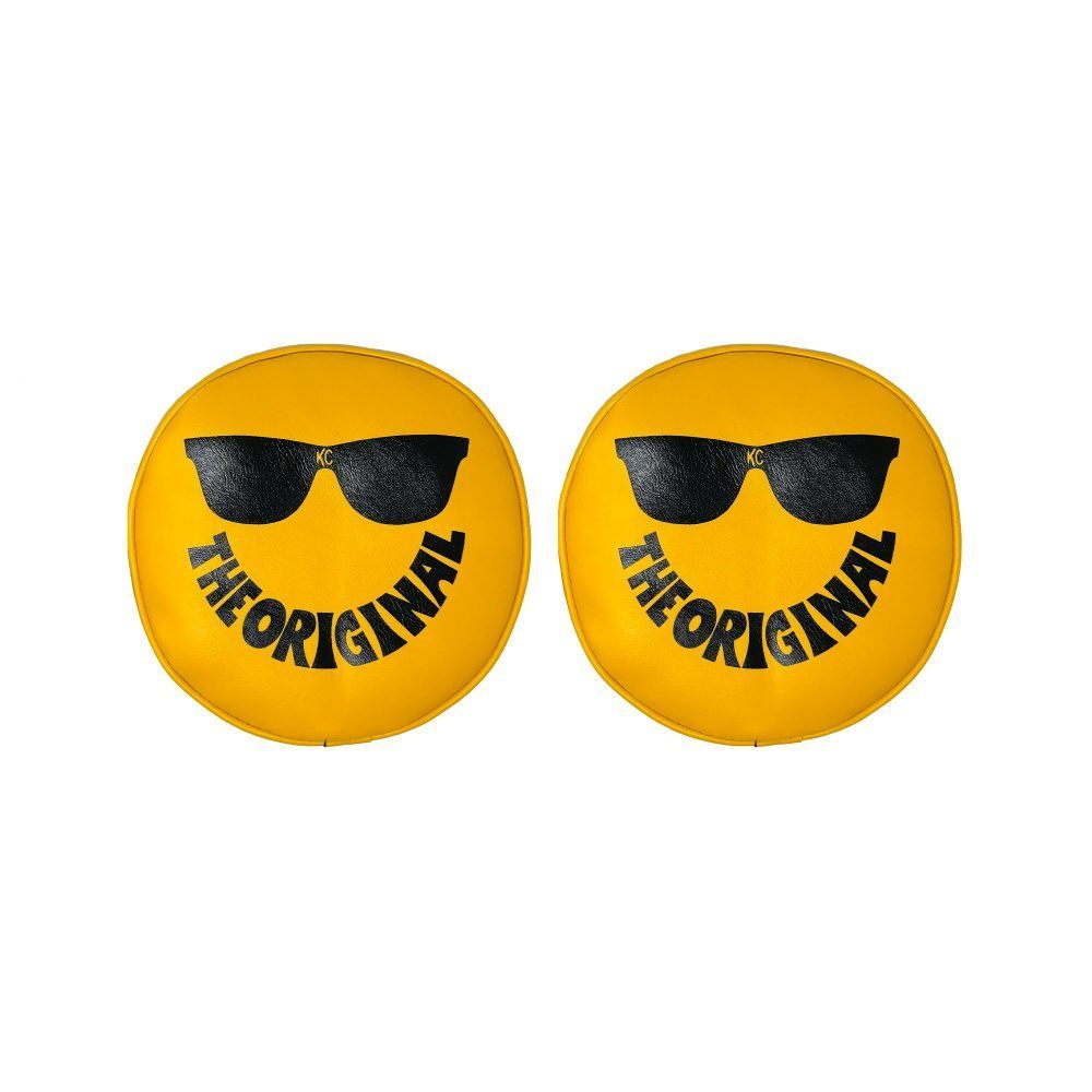KC HiLiTES 5805 Cover - Retro 8" Vinyl Yellow w/ "THE ORIGINAL" Smiley Sunglasses (pr)