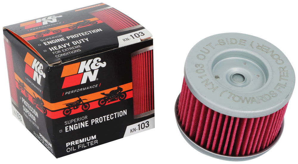K&N KN-103 Oil Filter for Select Honda CB300F, Honda CB300F ABS, Honda CB300R, Honda CB300R ABS, Honda CBR300R, Honda CBR300R ABS, Honda CMX300 Rebel 300, Honda CMX300 Rebel 300 ABS, Honda CRF250L, Honda CRF250L ABS, Honda CRF250L Rally, Honda CRF250L