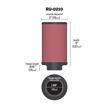 Load image into Gallery viewer, KN-Filter-Universal-Rubber-Filter-1-1116In-Flg--3In-Od--5In-Height
