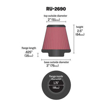 Load image into Gallery viewer, KN-Filter-Universal-Rubber-Filter-1-34-Inch-Flange-3-Inch-Base-2-Inch-Top-2.5-Inch-Height