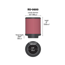Load image into Gallery viewer, KN-Filter-Universal-Rubber-Filter-2-14-Inch-Flange-3-12-Inch-Od-4-Inch-Height