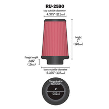 Load image into Gallery viewer, KN-Filter-Universal-Rubber-Filter-4-Inch-Flange-5-38-Inch-Base-4-38-Inch-Top-7-Inch-Height