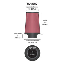 Load image into Gallery viewer, KN-Filter-Universal-Rubber-Filter-6-Inch-Flange-7.5-Inch-Base-5-Inch-Top-10-Inch-Height