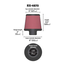 Load image into Gallery viewer, KN-Filter-Universal-X-Stream-Clamp-On-2-34-Inch-Flange-6-Inch-Base-5-Inch-Top-6-12-Inch-Height