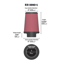 Load image into Gallery viewer, KN-Filter-Universal-X-Stream-Clamp-On-4In-Top-Od-X-6In-Base-Od-X-8.688In-H-X-3In-Flange-Id