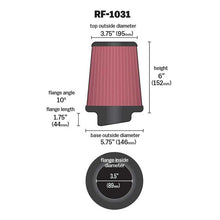 Load image into Gallery viewer, KN-Round-Tapered-Universal-Air-Filter-3.5In-Flange-Id--5.75In-Base-Od--3.75In-Top-Od--6In-H