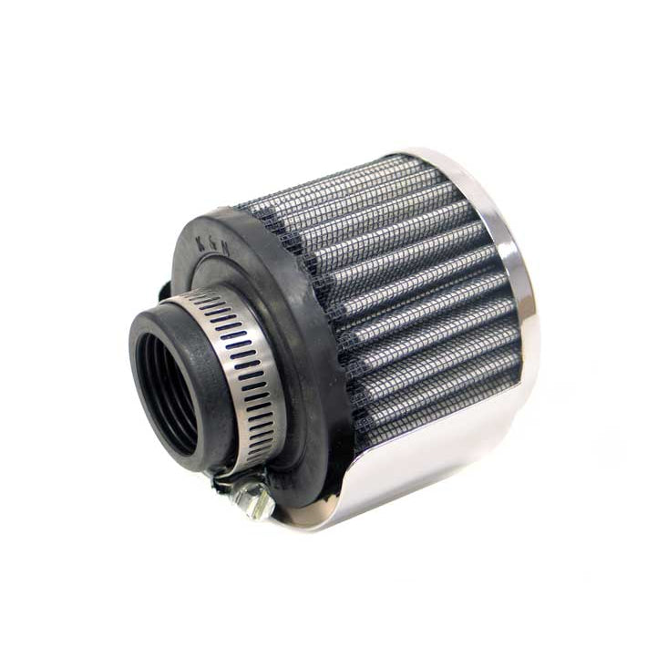 KN-Rubber-Base-Chrome-Top-Crankcase-Vent-Filter-1-14In-Flg--3In-Od--2-12In-H-WDeflector-Shield