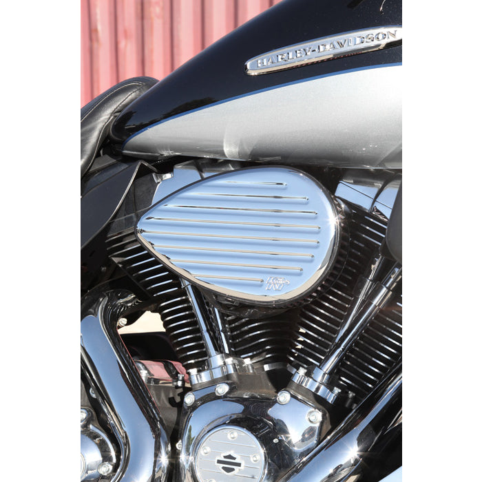 KN-Street-Metal-Intake-System-For-Harley-Davidson---Color-(Red)---Style-(Round)---Size-(9-11-Flux)