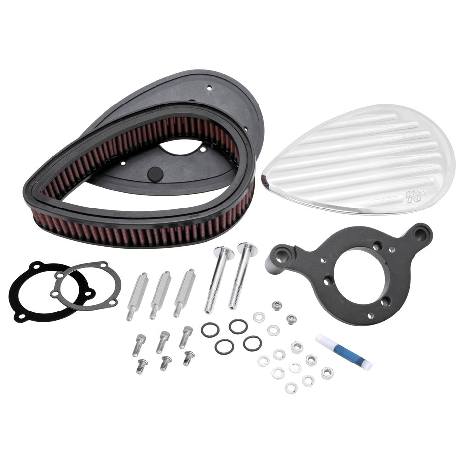 KN-Street-Metal-Intake-System-For-Harley-Davidson---Color-(Red)---Style-(Round)---Size-(9-11-Flux)