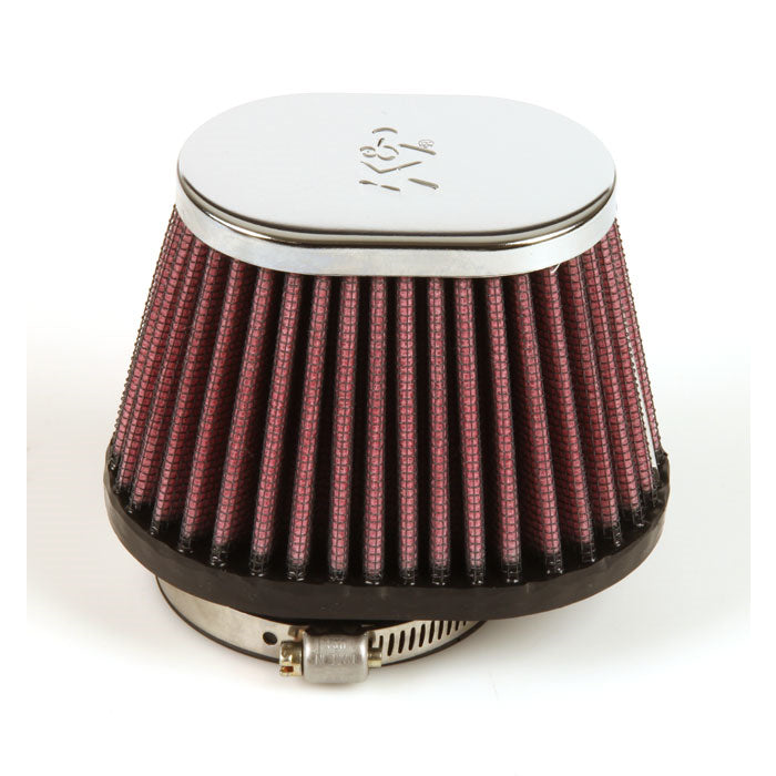 KN-Uni-Chrome-Oval-Tapered-Filter-2.125In-Flgid-X-4Inb-Ol-X-3Inb-Ow-X-3Int-Ol-X-2Int-Ow-X-2.75In-H