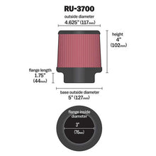 Load image into Gallery viewer, KN-Univeral-Rubber-Filter-Round-Tapered-4.625In-Top-Od-X-5In-Base-Od-X-4In-H